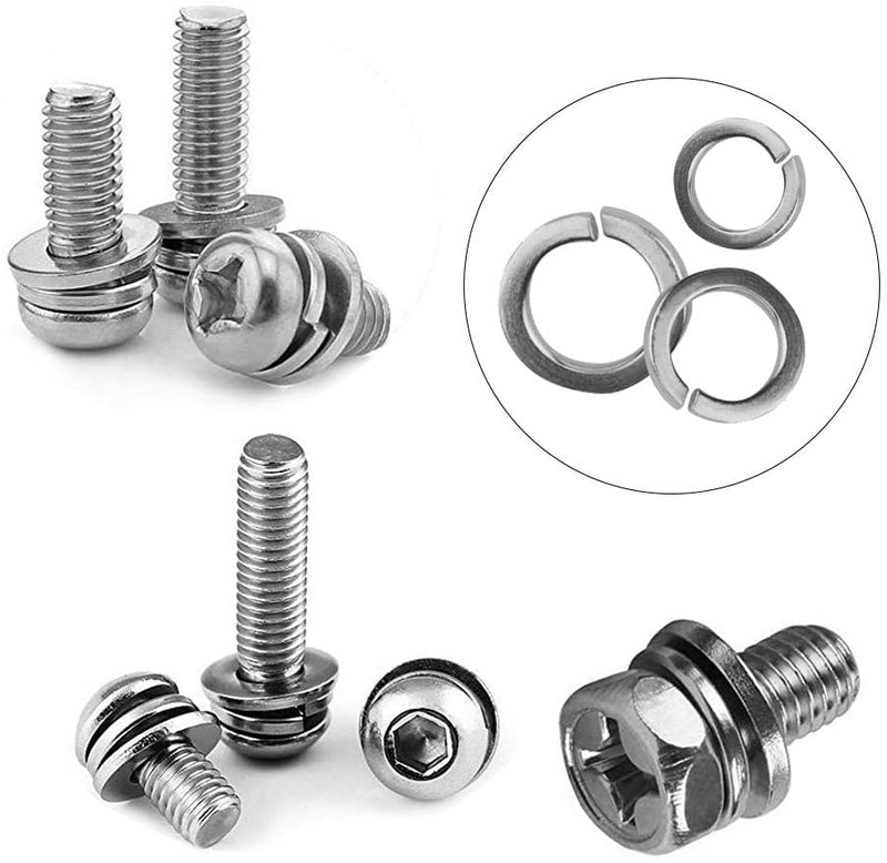 ZAYI M5 304 Stainless Steel Flat Washer and Split Spring Lock Washer Assortment Set, 100Sets Pack（M5）