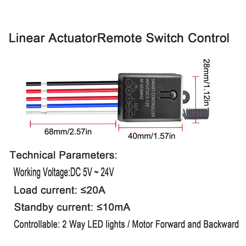 [Australia - AusPower] - Forward Reverse Remote Switch,Linear Actuator with 3000Ft Distance,Wireless Remote Control Switch,DC 5V/12V/24V 20A Relay for Electric Curtains,Water Pum,etc Motor Remote Control Switch 12V 