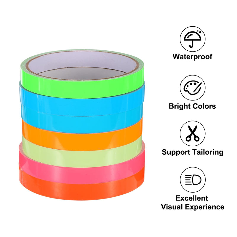 uxcell 4Rolls Glow in The Dark Tape, 0.3 inch x 9.8 ft Fluorescent Adhesive Tape Luminous Tape for Stairs, Walls, Steps, Exit Sign, Home Decoration, Red 4