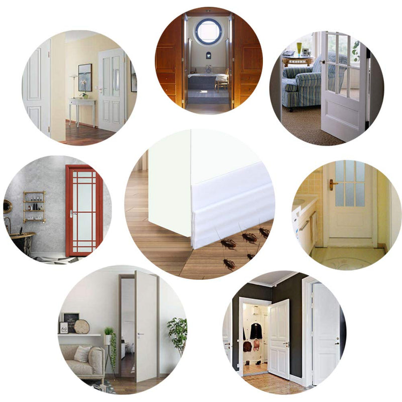 [Australia - AusPower] - Door Draft Stopper Door Sweep Weather Stipping - Camel Home Self Adhesive Door Seal Soundproof Under Door Bottom Seal Strip Rubber Energy Saver Insulasion Weatherproof, 2" W X 39" L (White) White1 