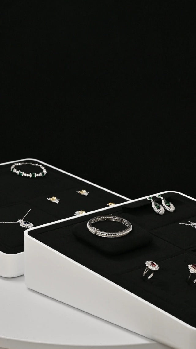 Oirlv Microfiber Jewelry Ring Display Tray Black P13701