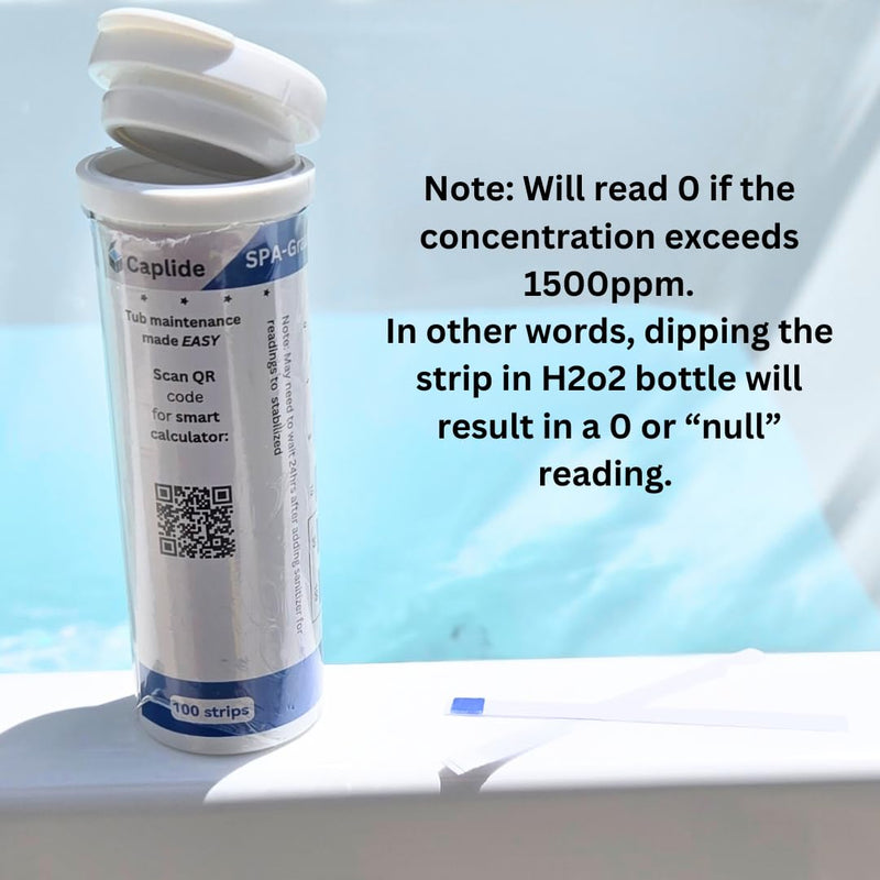 [Australia - AusPower] - Cold Plunge Hydrogen Peroxide H2O2 Test Strips, 0-100 PPM, 100 Count with dosing Calculator 