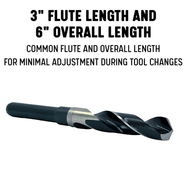 Drill America D/ARSD29/32 29/32" Reduced Shank High Speed Steel Drill Bit with 1/2" Shank, D/ARSD Series 29/32"