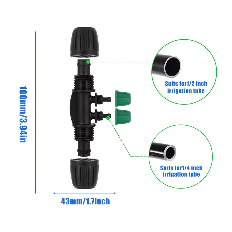 [Australia - AusPower] - 12 Pcs Lock Barbed Tee 1/2 inch Tubing to 1/4 Inch Tubing Irrigation Fittings for (1/2'' ID x 0.60''-0.63'' OD) Anti Leak Locked Barbed Tee Connectors(12Pcs Lock Barbed Tee four Way) 12Pcs Lock Barbed Tee Four Way 