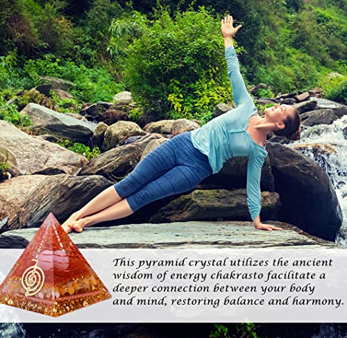Orgone Pyramid for Positive Energy, Chakra, Wealth, Success - Chakra Orgonite Pyramid with Gemstones, Lucky Crystals, and Attract Lucky Home Decor Citrine Meditation