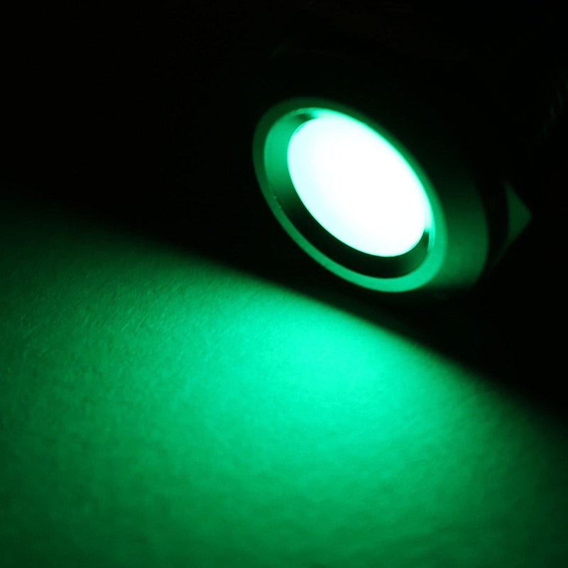 [Australia - AusPower] - uxcell Signal Indicator Light AC/DC 12V 12mm Dash Lamp Flush Panel Mount Green LED Metal Shell 