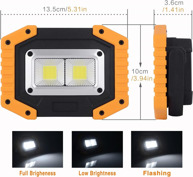 [Australia - AusPower] - OTYTY LED Work Light Rechargeable, 30W 1500LM Battery Powered Portable Flood Lights with Magnetic Base, 4200mAh Battery for Camping Outdoor Car Repairs Job Site Lighting 2 Pack Yellow 2PCS 