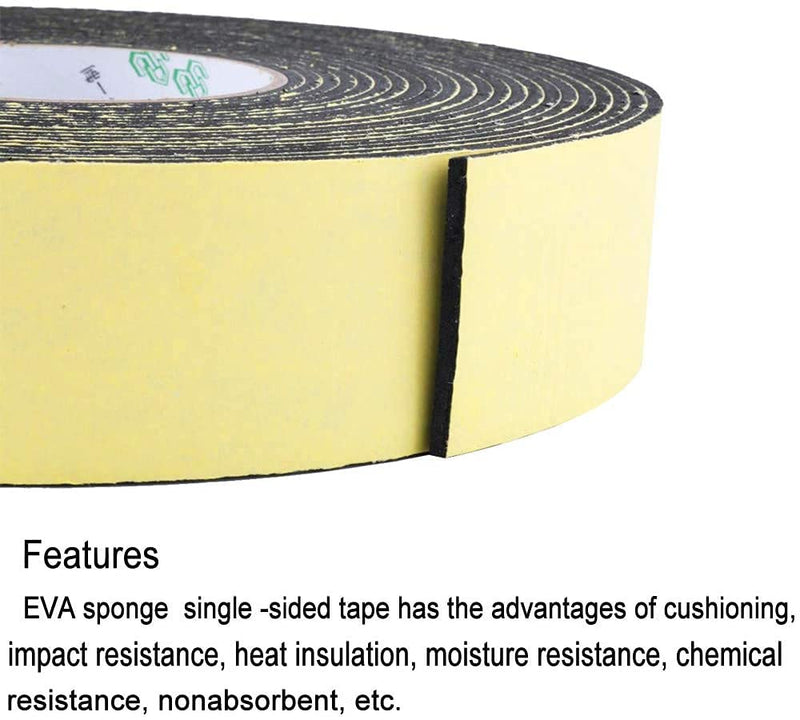 [Australia - AusPower] - High Density Foam Insulation Tape Adhesive Rubber Strip, Seal, Door Insulation Foam Tape Weatherstrip, Waterproof, HVAC, Pipes, Foam Strips Air Conditioning, Weather Stripping Foam(33Ft x 1/8’’ x 2’’) 33Ft x 1/8'' x 2'' Black 