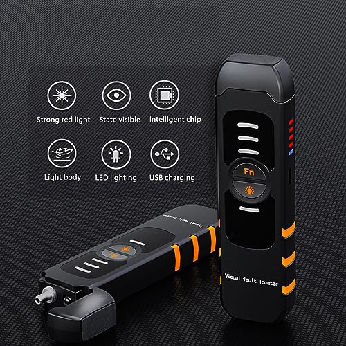 15 Km Visual Error Locator, 2.5 mm Fibre Optic Cable Tester, Universal Interface VFL Fibre Opt Test Pen, FTTH Fibre Optic Tester Optical Troubleshooting with 2.5 mm Interface for FC SC ST Interface