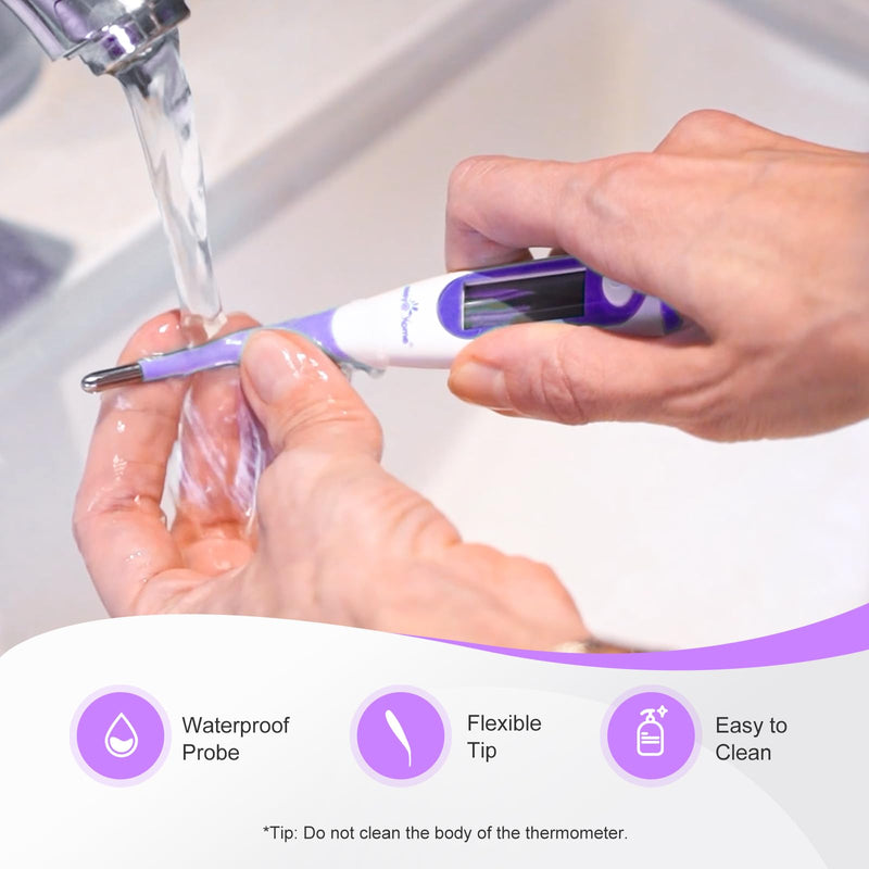 [Australia - AusPower] - Easy@Home Digital Basal Thermometer with Large Backlight LCD Display, 1/100th Degree High Precision and Memory Recall, NOT Bluetooth Enabled,Upgraded EBT-100B-P (Purple) 