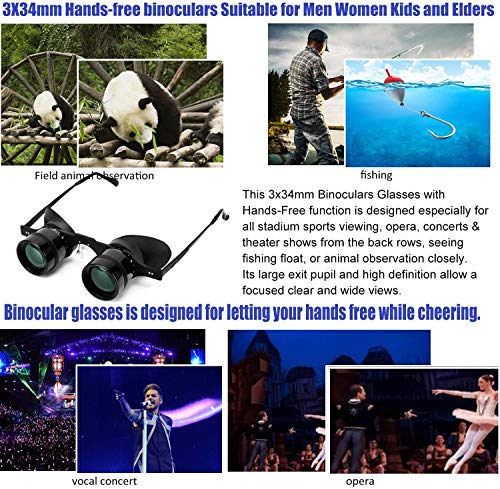 Hands-Free Binoculars Glasses for Opera, TV, Fishing, Concerts, Theater
