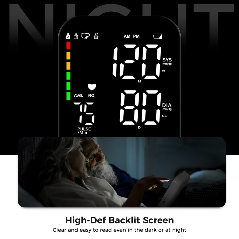 [Australia - AusPower] - Blood Pressure Monitor Upper Arm Machine Sphygmomanometer Accurate Adjustable Manual BP Cuff Kit Led Backlit Display 2 Users 240 Sets Memory Includes Storage Bag White 
