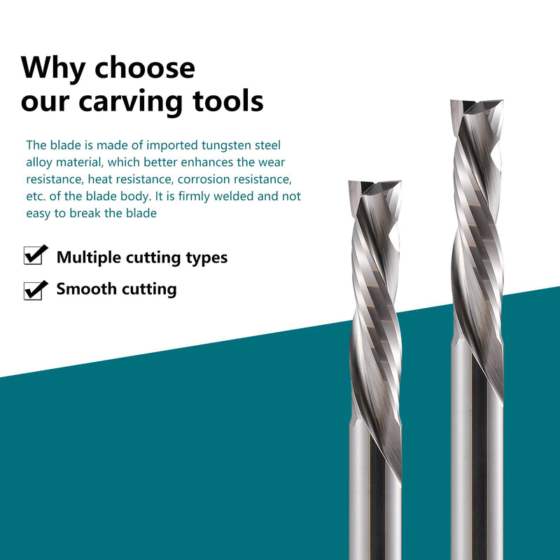 [Australia - AusPower] - 8 mm Shank Compression CNC Milling Cutter End Mill 2 Pieces 2 Flute Spiral Groove Cutter 35 mm Cutting Length Up & Down Cut Spiral Cutter Bit Solid Carbide End Mill Groove Cutter for Wood, Density 8x35x70mm 