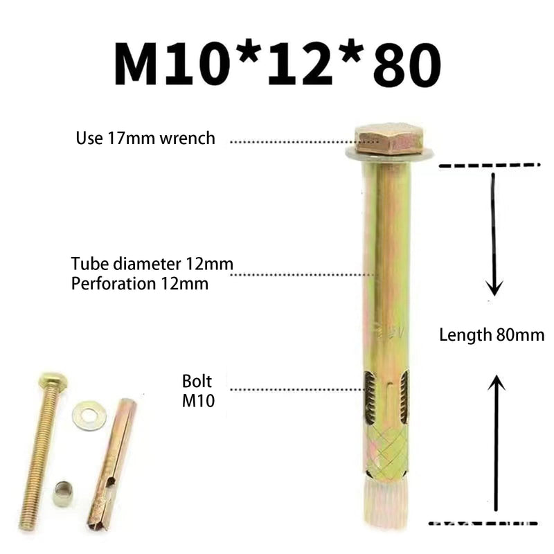 [Australia - AusPower] - 5Pcs Expansion Screw Bolts M10*80 Expansion Anchor Bolts Hex Nut Expansion Sleeve for Concrete Masonry Brick Wall Fixings 