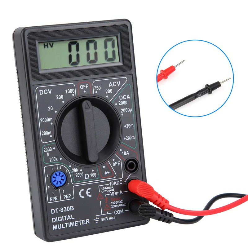 [Australia - AusPower] - Digital Multimeter, Multi Function Meter with Large Screeen Display, Circuit Design, Amp Volt Ohm Tester Voltmeter Ohmmeter Tester for Laboratories Factories (DT-830B Black) DT-830B black 