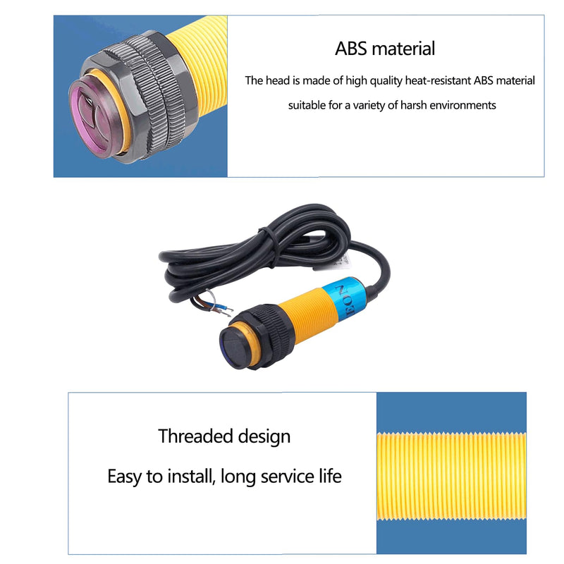 M18 Photoelectric Sensor Switch Proximity Switch, E3F-DS30C4 Diffuse Reflection Sensor Optical,6-36VDC NPN NO Proximity Switch Inductive Distance 300MM