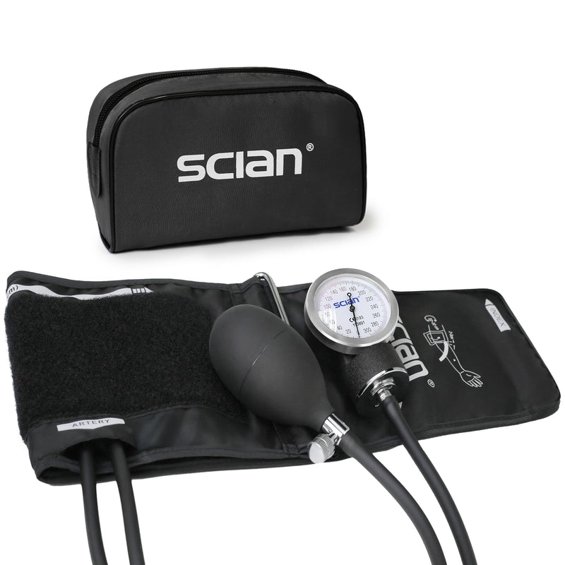 [Australia - AusPower] - SCIAN Manual Blood Pressure Cuff - Aneroid Sphygmomanometer with European Cuff 8.7-16.5" and D-Ring, Come with Carrying Bag for Nurse Doctor Senior Adult, Black 