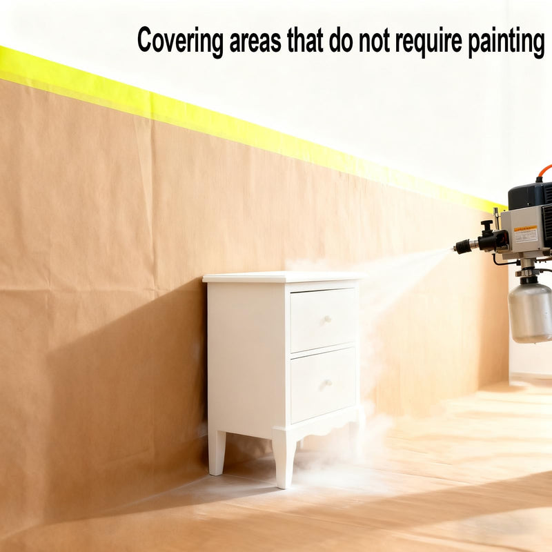 4 Rolls Pre-Taped Masking Paper for Painting, Tape and Drape Painters Paper, Paint Adhesive Protective Paper Roll for Covering Skirting, Door Frames, Cars (6 Inch x 50 Feet)
