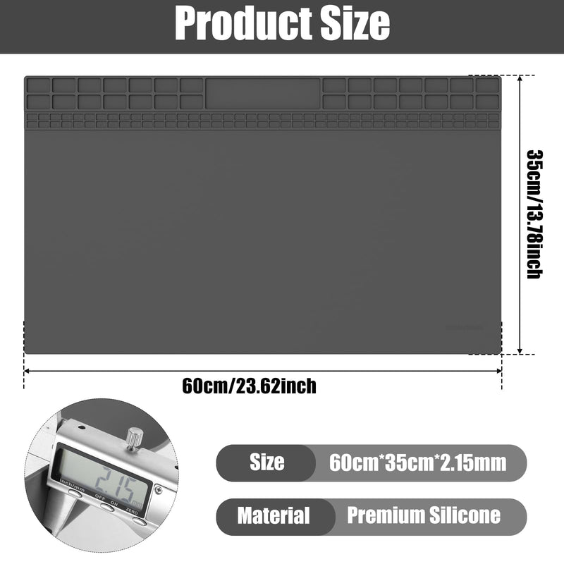 [Australia - AusPower] - 500°C Heat Resistant Soldering Mat Silicone 60 x 35 cm Soldering Mat Antistatic Repair Mat Soldering Pad Large Workbench Mat for BGA and Gun Soldering Iron Electronics Phone iPad Watches 