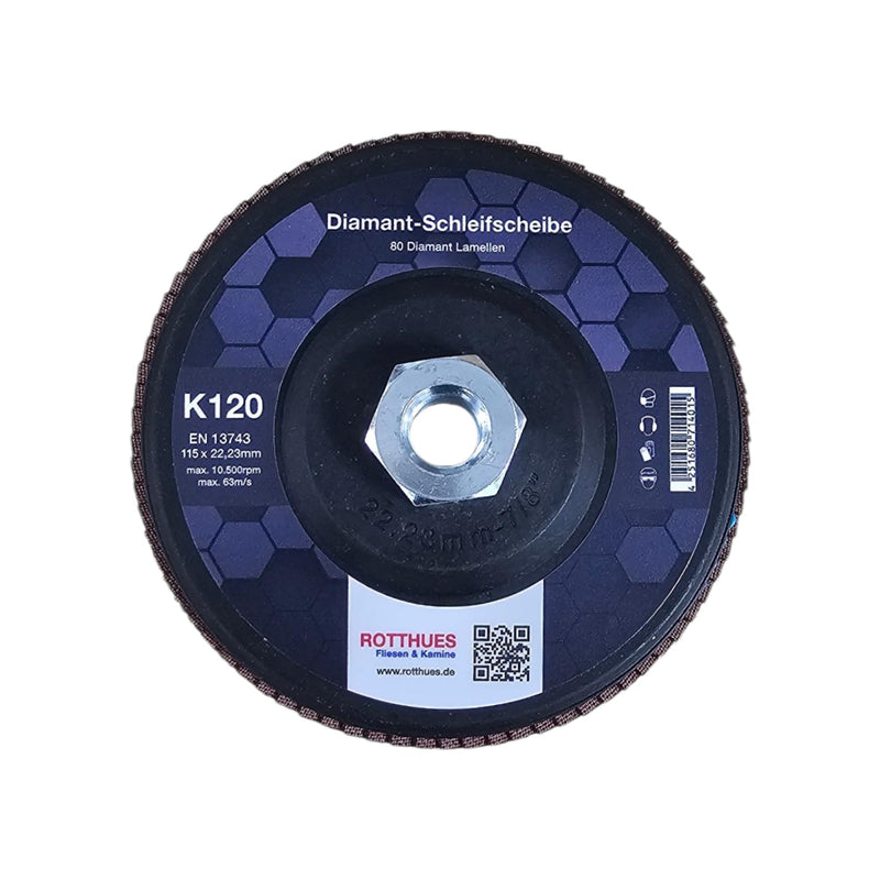 Diamond Grinding Wheel K120 | Slat Disc (80 Diamond Blades) - for Tiles, Ceramics, Natural Stone, Porcelain Stoneware, Concrete 120 grit