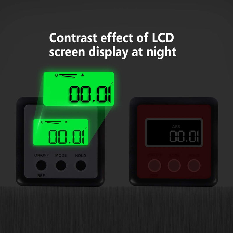FOLAI Digital LCD Protractor Inclinometer Waterproof Bevel Box Angle Gauge Magnetic Base Spirit Level (Battery Included)