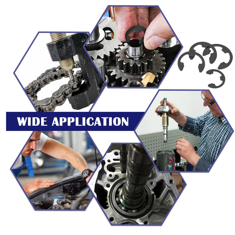 [Australia - AusPower] - 400PCS 10 Size E-Clips Assortment Kit Black Alloy Steel E Clip Circlip External Retaining Ring Washer Includes Sizes 1.5mm-10mm HE002 