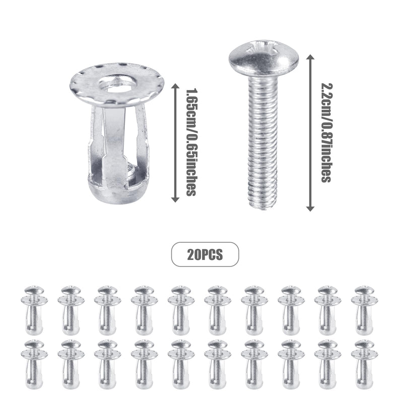 [Australia - AusPower] - 20pcs M4x20 Hollow Door Anchor, Hollow Metal Cavity Fixing Door Anchor Wall Anchors for Aluminum-cladding Sheet Steel Plate Iron Plate Hollow Plastic Sheet 