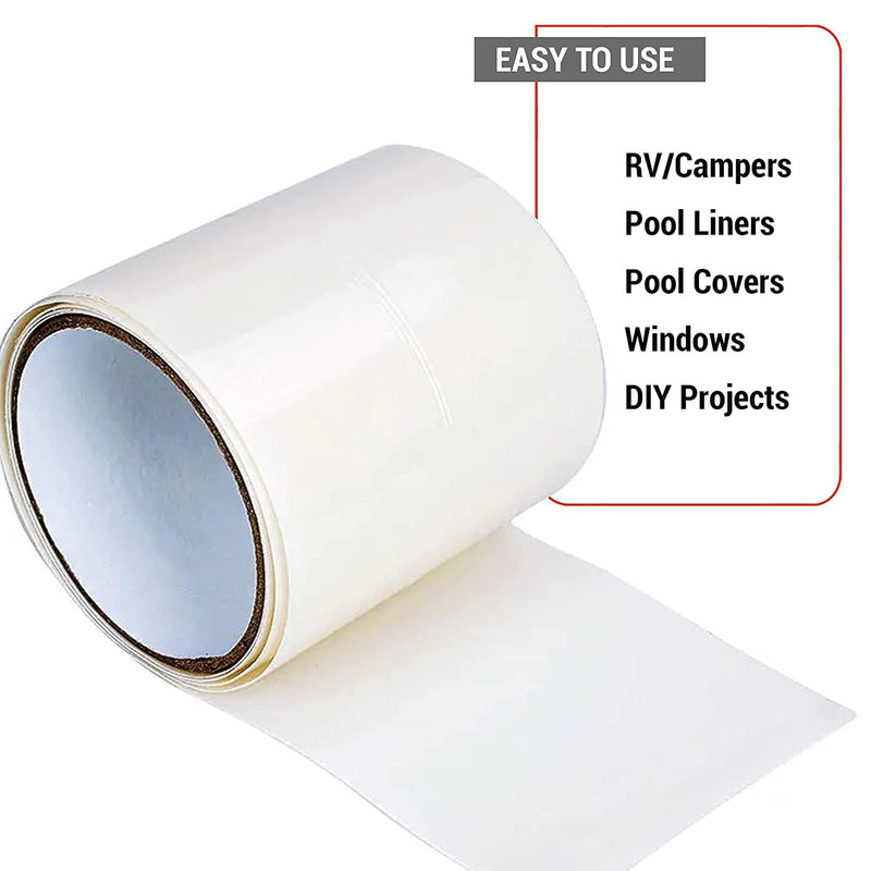 CANOPUS Waterproof Patch and Seal Tape, 4" x 5' White, Roof & Gutter Rubber Repair Tape, Fix Leaks on Hoses, Pipes, Gutters, Roofs, Boats, Pool Liners, Seal Coaxial Antenna and Electrical Cables 4in x 5ft