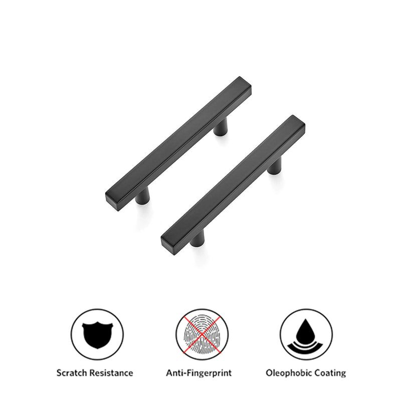 Ravinte 10 Pack 5 inch Square Cabinet Pulls Matte Black Stainless Steel Kitchen Drawer Pulls Cabinet Handles 5”Length, 3” Hole Center 5'' Length(3'' Hole Center)