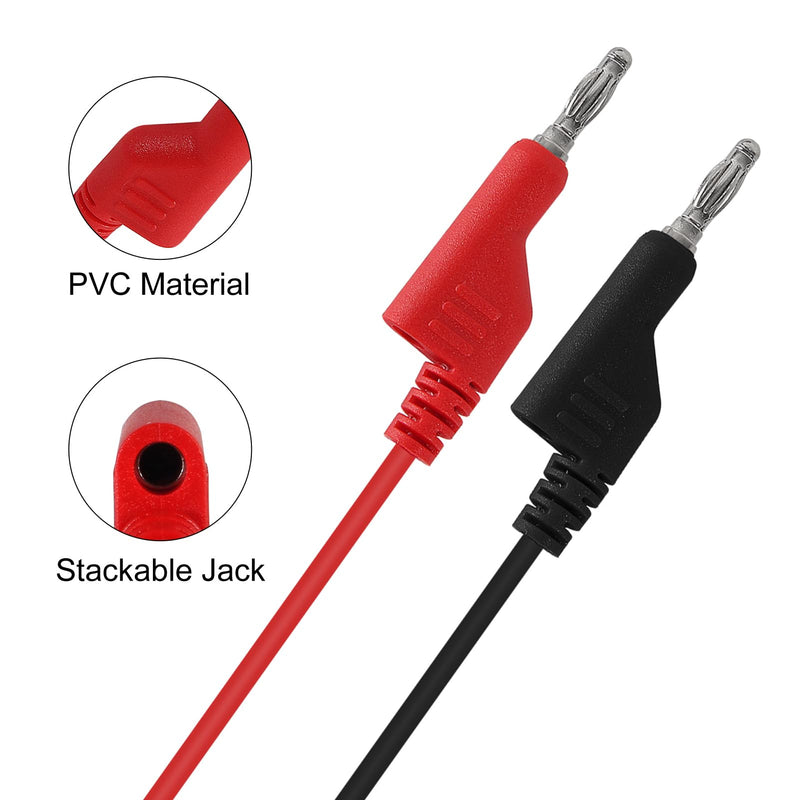 [Australia - AusPower] - UMLIFE 8PCS Dual-Ended Banana Plug Test Leads, 1000V 15A 3.5ft/1M Multimeter Electrical 4mm Banana-Plug, Flexible Copper Banana Cable, for Electrical Test Wires 