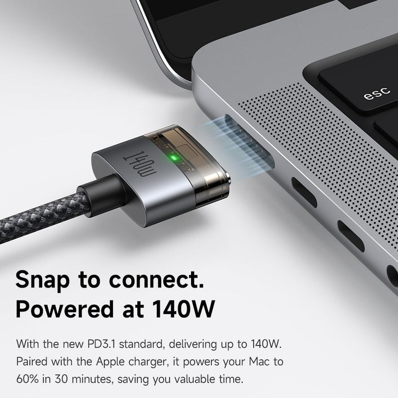 mcdodo 140W USB-C to Magsafe 3 Cable for Mac-Book Pro M5 Charging, Magnetic3 Cable Compatible with MacBook Pro M5 M4 M3 M2 M1(2021-2025) 14"/16", MacBook Air M4 M3 M2(2022-2025) 13"/15"-6.6FT A002