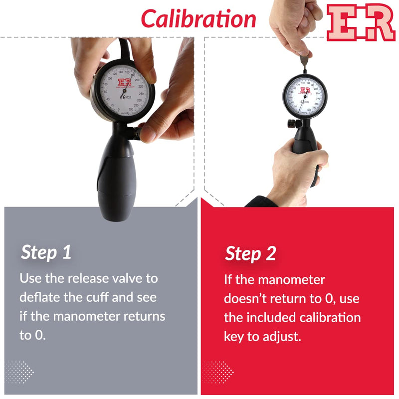 [Australia - AusPower] - Ever Ready First Aid One Handed Palm Manual Blood Pressure Sphygmomanometer Monitor Reader, 8 ¾” to 16”, Lined Cuff with D-Ring - Large Adult 