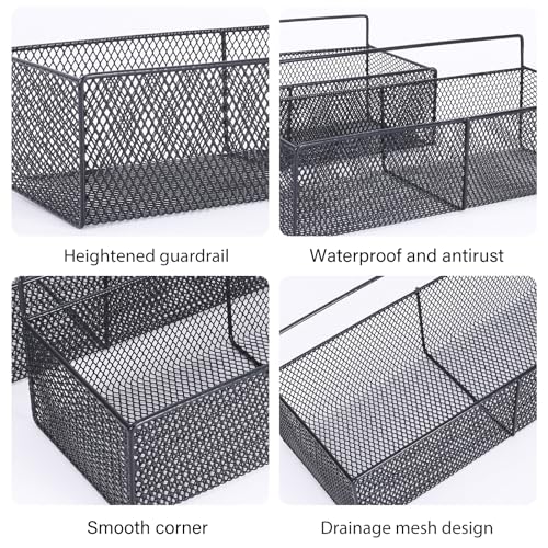 2 Pack Bath Toy Storage Basket, Wall Mounted Metal Mesh Bathtub Organizer with Drainage, Rust Resistant Space Saving Shower Holder for Kids Toys and Bathroom Toiletries