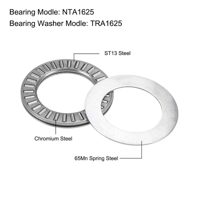 [Australia - AusPower] - uxcell NTA1625 Thrust Needle Roller Bearings with Washers 1" Bore 1-9/16" OD 5/64" Width 2pcs 