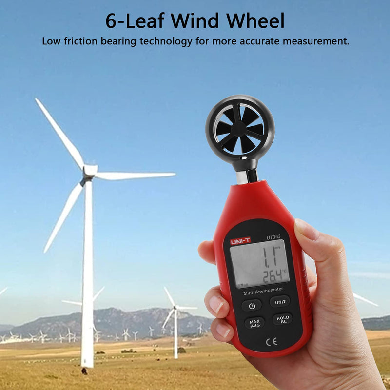 [Australia - AusPower] - UNI-T UT363 Mini Digital Anemometer High Precision Wind Measuring Instrument Hand - held Impeller Wind Speed Sensor Anemometer 