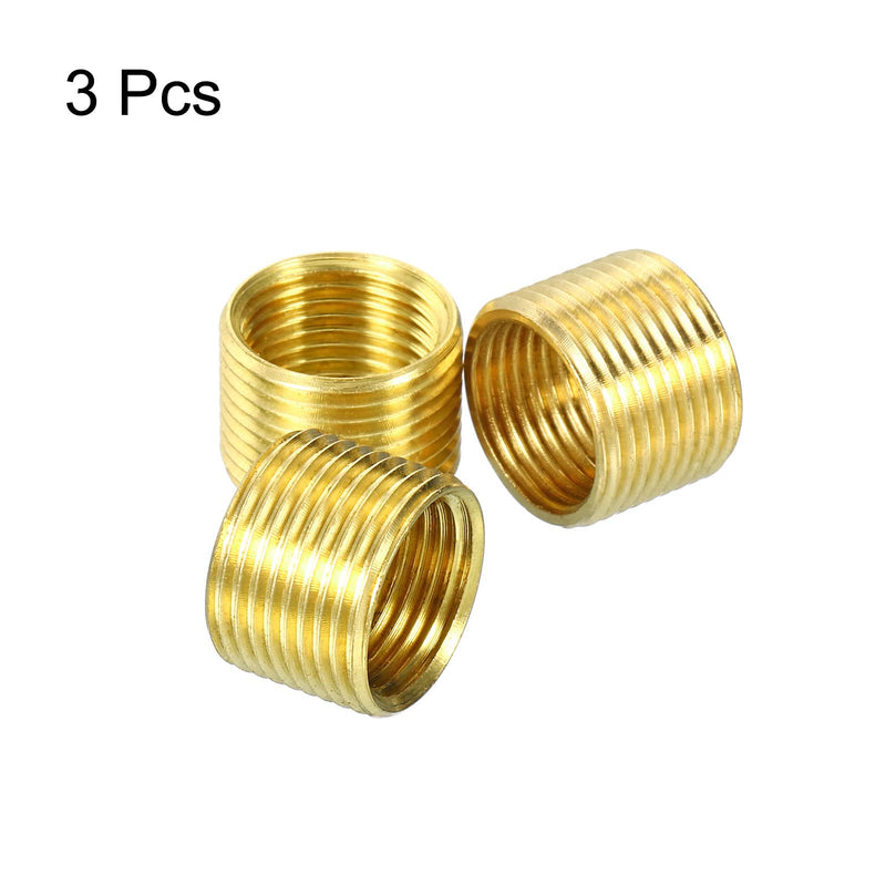 [Australia - AusPower] - MECCANIXITY Thread Reducing Nuts Insert M14 x 1mm Male to M12 x 1mm Female Brass Adapters 10mm Long Pipe Fitting Conversion Sleeve Reducer, Pack of 3 M14 to M12 