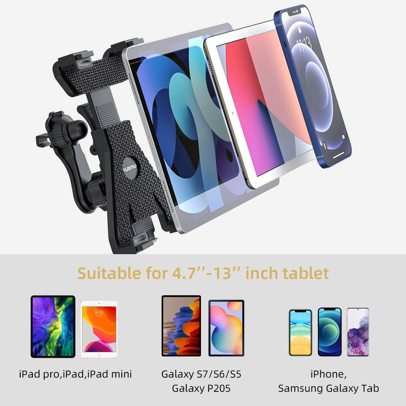 [Australia - AusPower] - Tablet Holder Car Mount for Apple iPad Samsung Galaxy Tab All 6"-11" Tablets, Cars Air Vent with Dashboard Windshield Strong Suction Cup Mount 360° Rotation Adjustable Telescopic Arm Tablet Holder Big 