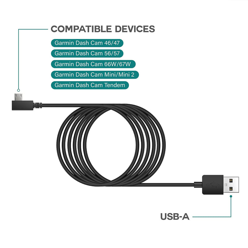 [Australia - AusPower] - TUSITA Extra Long Power Cable (26ft 8M) - Compatible with Garmin Dash Cam Mini 2, Tandem 