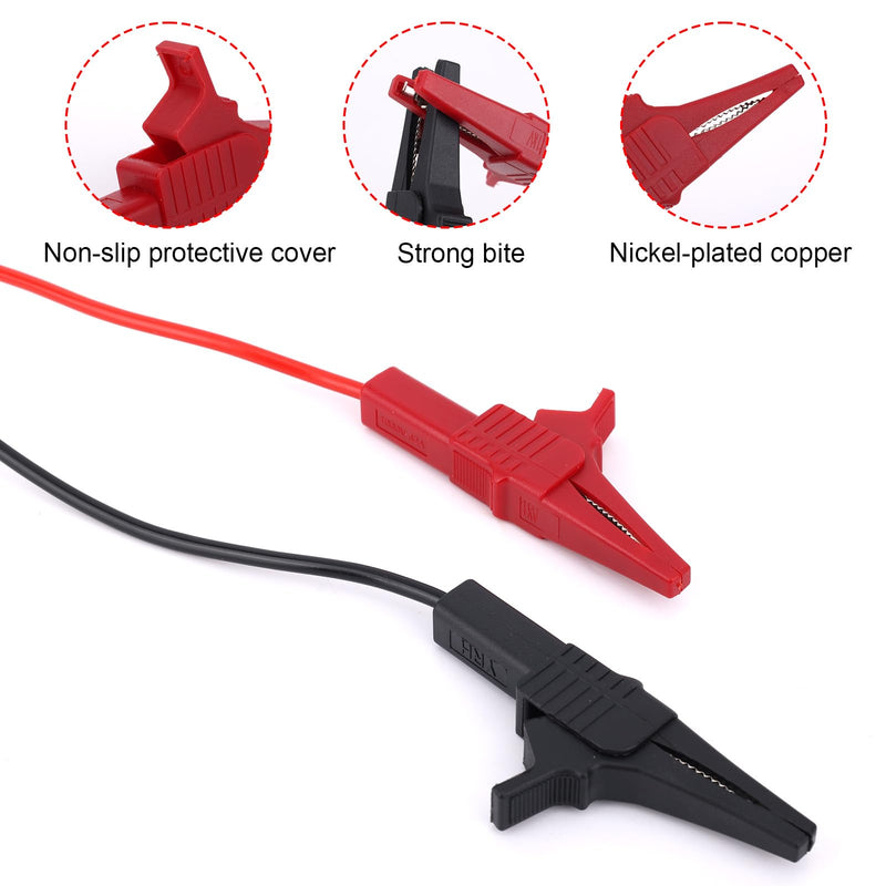 [Australia - AusPower] - 2 Pcs Multimeter Test Wires with Insulated Clamps, Heavy Duty Banana Plug to Alligator Clip Test Wires Suitable for Multimeter Field Instruments Electrical Testing Automotive Circuits 