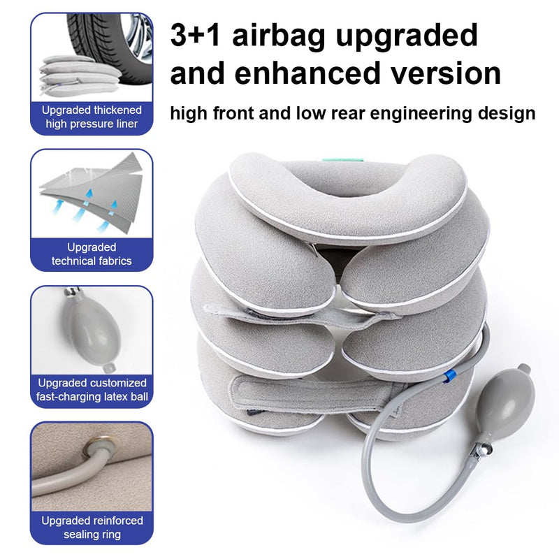 [Australia - AusPower] - Neck Stretcher with Neck Brace,Cervical Traction Neck Device,Neck Relief Tool,Adjustable Inflatable Cervical Brace,Home Use Neck Decompression New Technology Breathable Fabric Washable&Colorfast(Gray) Gray 