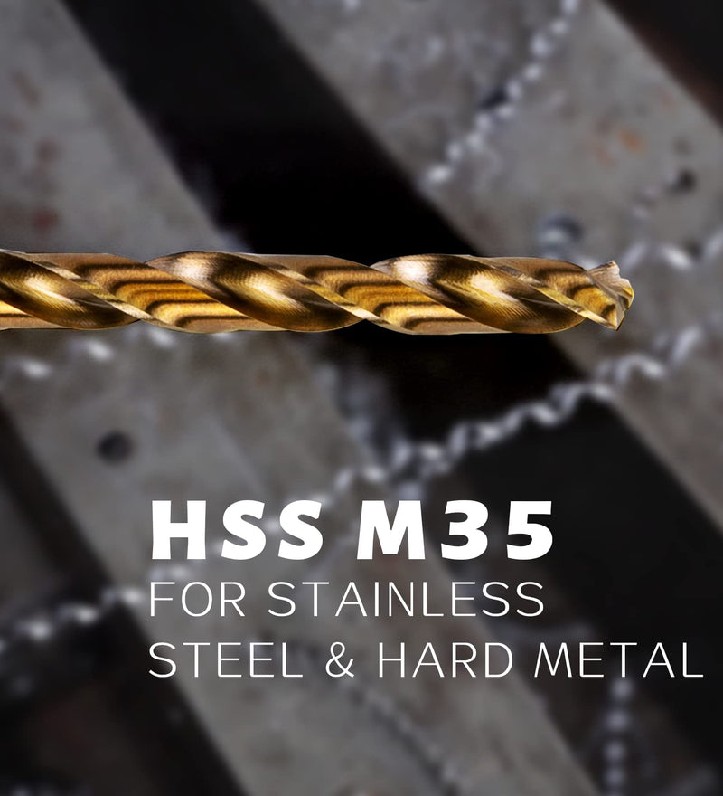INTOO Hss Cobalt Drill Bits Set 21PCS Triangle Shank,Industry Drill bits with Golden Ratio Tip, M35-21PCS