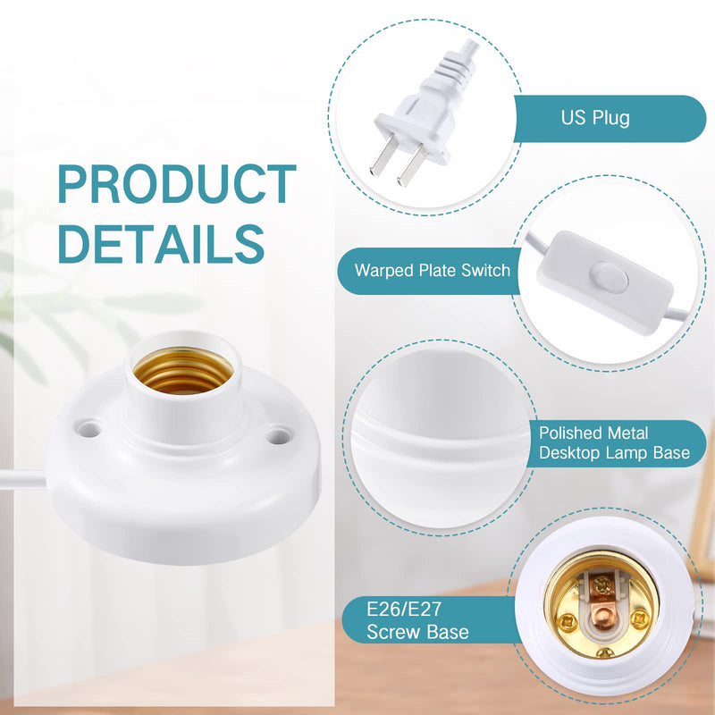 [Australia - AusPower] - 2 Pcs Light Socket with Cord Light Bulb Base E26/ E27 Lamp Base Desktop 9.84 ft Screw Light Bulb Holder Replacement Light Bulb Socket with On/Off Switch Hanging Light Cord Extension 