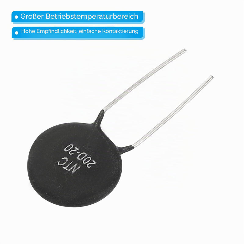 PATIKIL NTC Thermistors Resistors 20 Ohm NTC20D-20 Black 5Pcs | Highly sensitive current limiter temperature sensor for measuring temperature