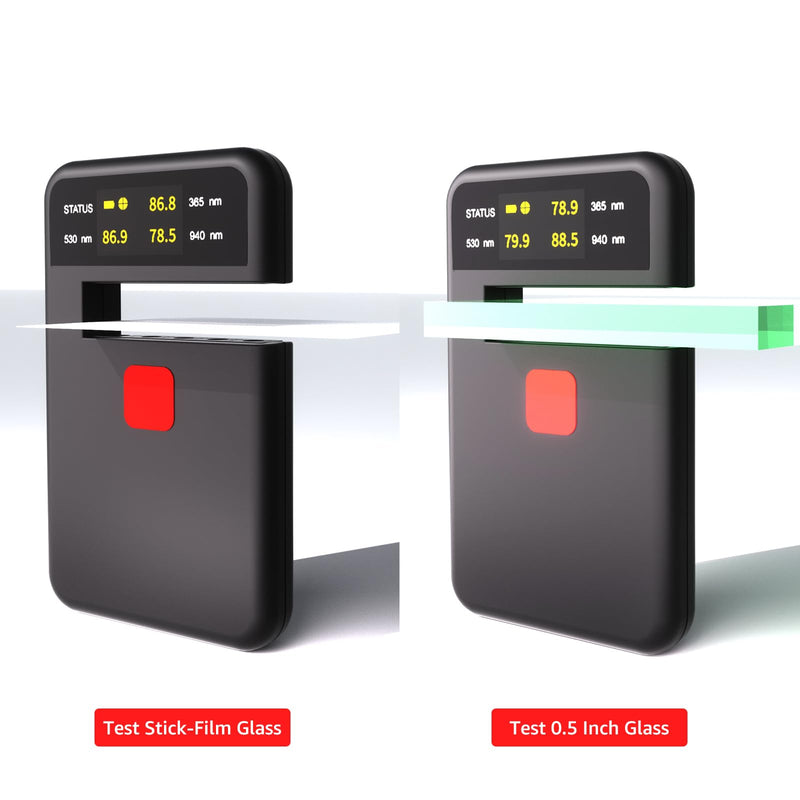 [Australia - AusPower] - Digital Tint Meter Handheld Window Tint Solar Film Transmission Meter Type-C Charge VLT UV IR Detection Transmittance Meter Automatic Calibration Auto Glass Solar Film Tester Max 1/2" Thickness 