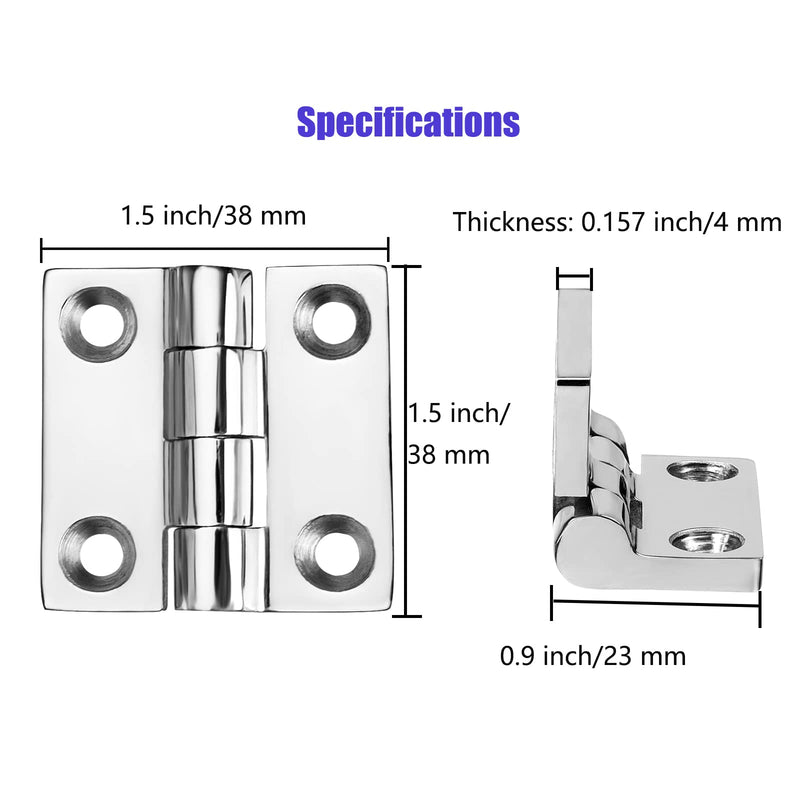 Heavy Duty Boat Hinges Stainless Steel Marine Grade, 1.5 inch x 1.5 inch (38mm X 38 mm), No Noise, 316 Stainless Steel with Screws (6 PCS) 1.5 x 1.5 inch(6 PCS)