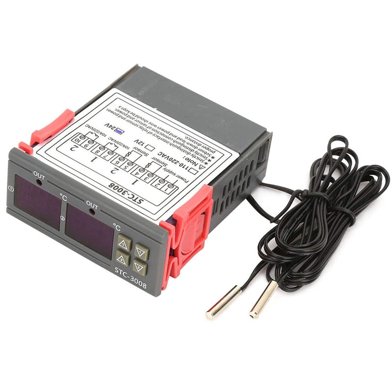 Digital Temperature Controller -3008 Thermostat Heating Cooling with Two Probes for Fridge Greenhouse Aquarium (24 V) 24v