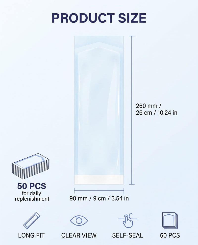 YUZNA 50x Disposable Sterilization Bags with SK Closure, 90x260mm, Self-Adhesive, Sterilization Bags for Autoclaves