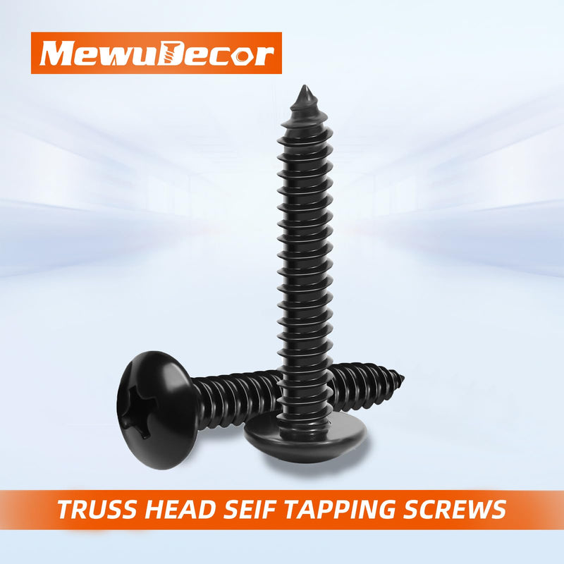 [Australia - AusPower] - #14 x 3/4" Truss Head Self Tapping Wood Screws Sheet Metal Screws, Black Finish, 304 Stainless Steel 18-8, 50 PCS #14 x 3/4" 
