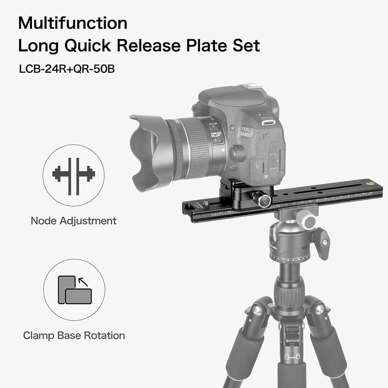 [Australia - AusPower] - Koolehaoda 240mm Rail Nodal Slide Quick Release Plate Clamp Camera Tripod Bracket Mount Compatible with Arca Swiss, Angle Adjustable for Camera Tripod Ball Head (LCB-24R) LCB-24 