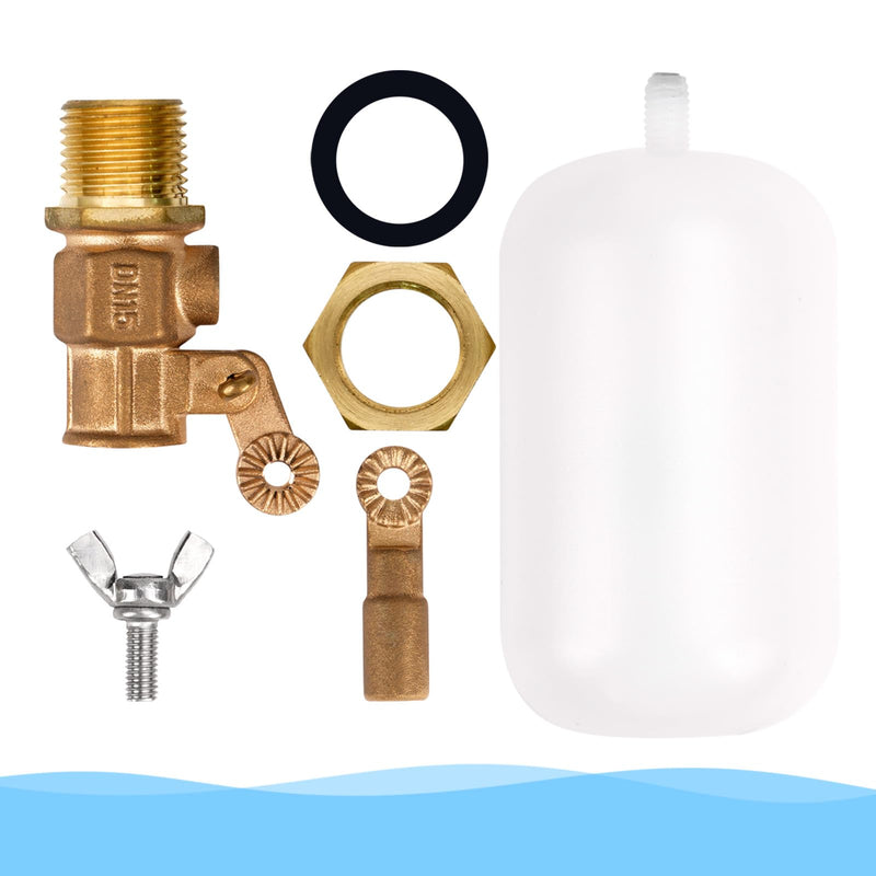 1/2 Inch Brass Float Valve 2 Pcs Adjustable Arm Water Level Control Valve 60 PSI Automatic Fill and Shut Off for Water Tank/Livestock Trough/Fountain/Pool/Pond 1/2 inch